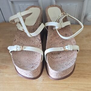 Gabriela Hearst Cream and Tan Platform Sandals